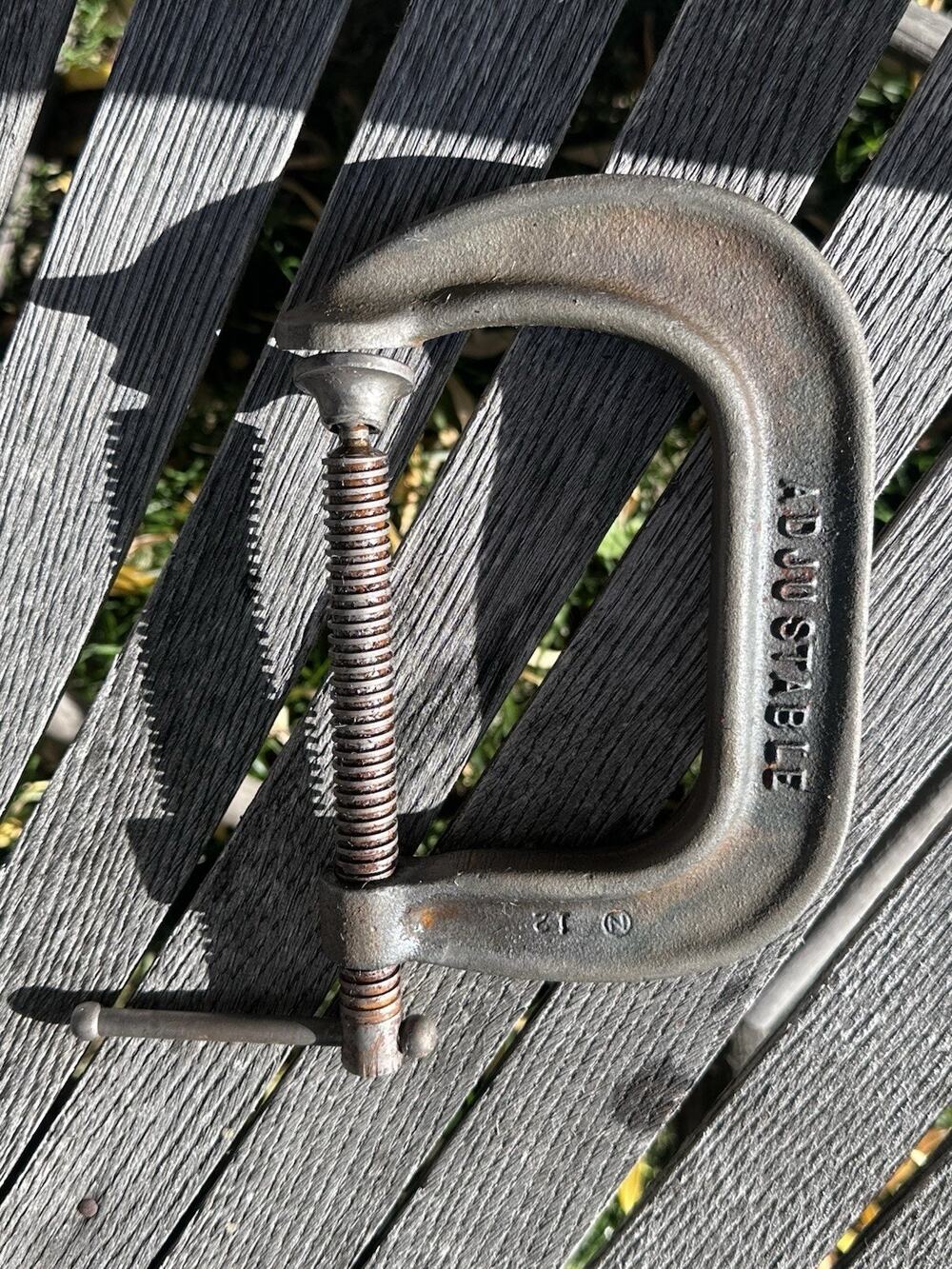 Pair of vintage Adjustable C-clamps, both marked “1440-4” and “Made in U.S.A.”